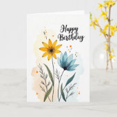 Carte d'anniversaire Fleur Artisanale (Fleur jaune)