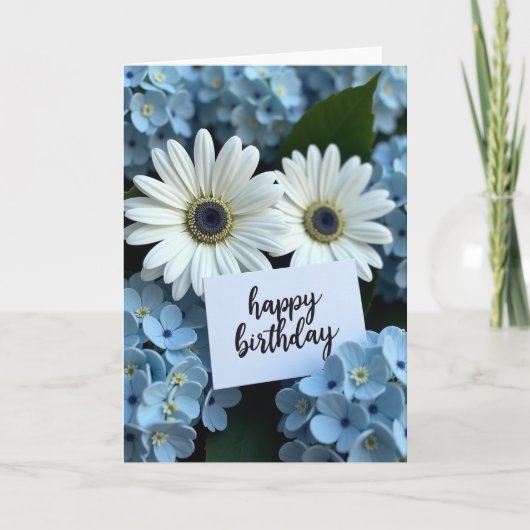 Carte d'anniversaire Fleur Blanche Élégante (Devant)