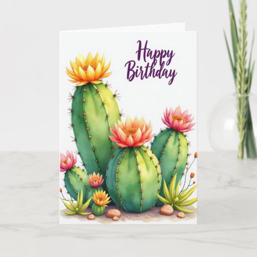 Carte d'anniversaire Fleur de cactus (Devant)