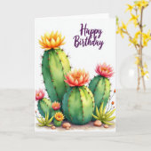 Carte d'anniversaire Fleur de cactus (Fleur jaune)