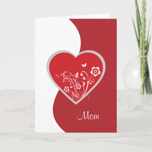 Carte d'anniversaire Fleur de coeur rouge pour mam (Devant)