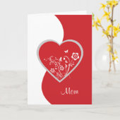 Carte d'anniversaire Fleur de coeur rouge pour mam (Fleur jaune)