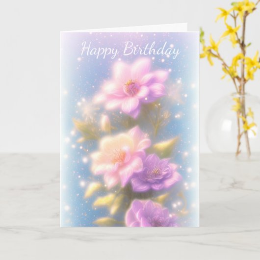Carte d'anniversaire Fleur de lilas et rose (Fleur jaune)