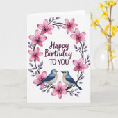 Carte d'anniversaire Fleur de l'oiseau (Fleur jaune)