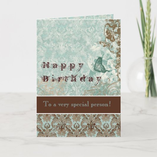Carte d'anniversaire Fleur de Lys Damask (Devant)