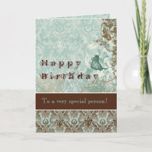 Carte d'anniversaire Fleur de Lys Damassé
