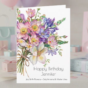 Carte d'anniversaire Fleur de naissance de juillet