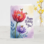 Carte d'anniversaire Fleur de papillon (Fleur jaune)