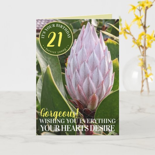 Carte d'anniversaire Fleur de Protéa Rose (Fleur jaune)