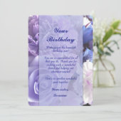 Carte d'anniversaire Fleur de rose bleue violette (Debout devant)