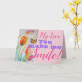 Carte d'anniversaire Fleur de Tulipe Rose Vous Me  (Fleur jaune)