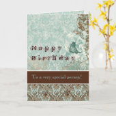 Carte d'anniversaire Fleur di Lys Damask (Fleur jaune)