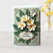 Carte d'anniversaire Fleur d'Ivoire (Fleur jaune)