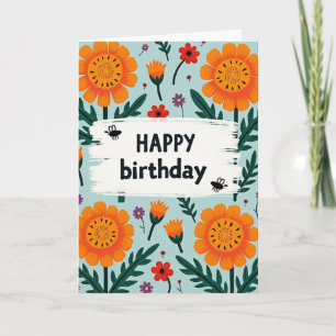 Carte d'anniversaire Fleur d'Orange Festive