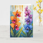 Carte d'anniversaire Fleur d'Orchidée (Fleur jaune)