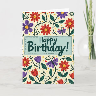 Carte d'anniversaire Fleur en Fleur Dessinée à la 