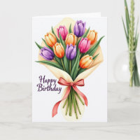 Carte d'anniversaire Fleur Illustrée