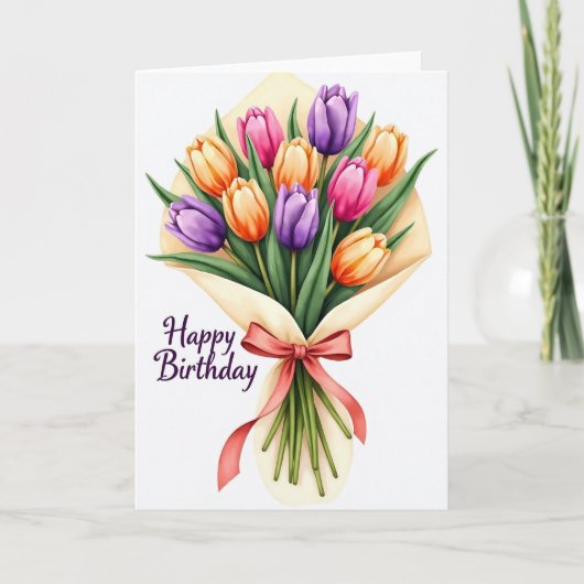 Carte d'anniversaire Fleur Illustrée (Devant)
