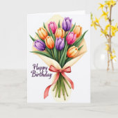 Carte d'anniversaire Fleur Illustrée (Fleur jaune)