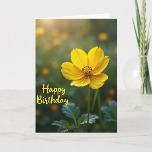 Carte d'anniversaire Fleur jaune douce (Devant)