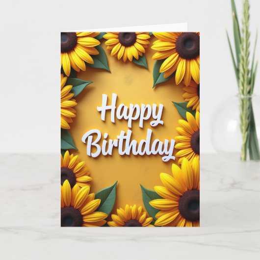 Carte d'anniversaire Fleur Jaune Joyeuse (Devant)
