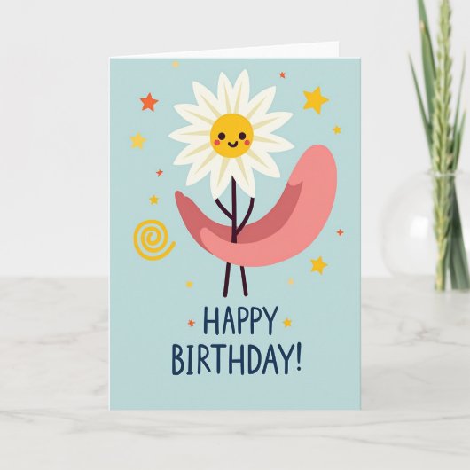 Carte d'anniversaire Fleur Joyeuse (Devant)