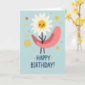 Carte d'anniversaire Fleur Joyeuse (Fleur jaune)