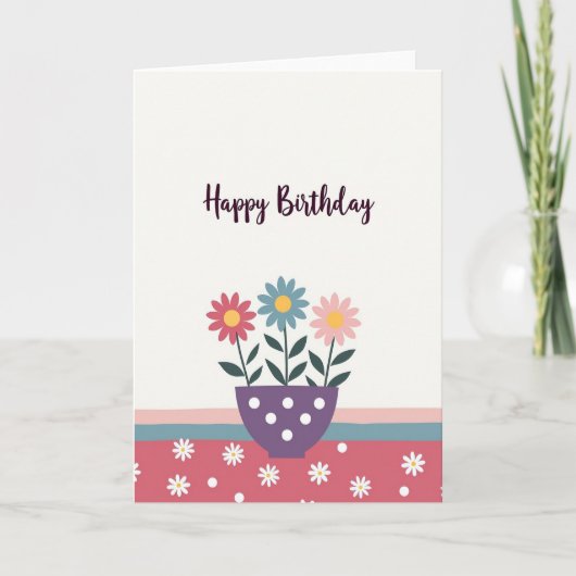 Carte d'anniversaire Fleur Magenta (Devant)