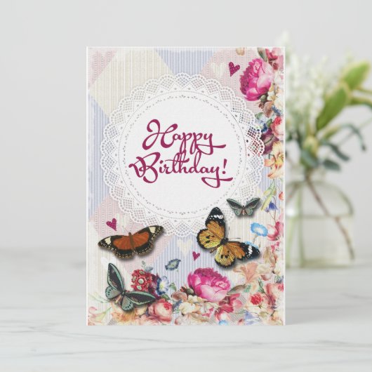 Carte d'anniversaire Fleur Modèle moderne (Debout devant)