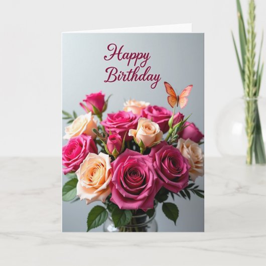 Carte d'anniversaire Fleur papillon (Devant)