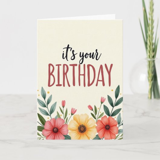 Carte d'anniversaire Fleur Peinte (Devant)