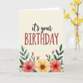 Carte d'anniversaire Fleur Peinte (Fleur jaune)