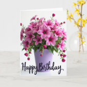 Carte d'anniversaire Fleur rose à pois (Fleur jaune)