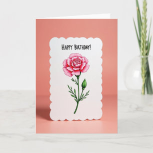 Carte d'anniversaire Fleur Rose Douce