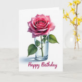 Carte d'anniversaire Fleur Rose Joyeuse (Fleur jaune)