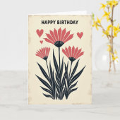 Carte d'anniversaire Fleur Rouge (Fleur jaune)