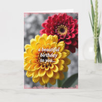 Carte d'anniversaire Fleur Rouge Jaune