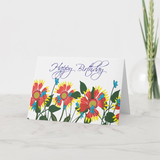 Carte d'anniversaire fleur sauvage (Devant)