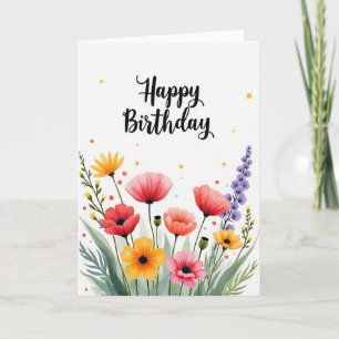 Carte d'anniversaire Fleur sauvage de pavot