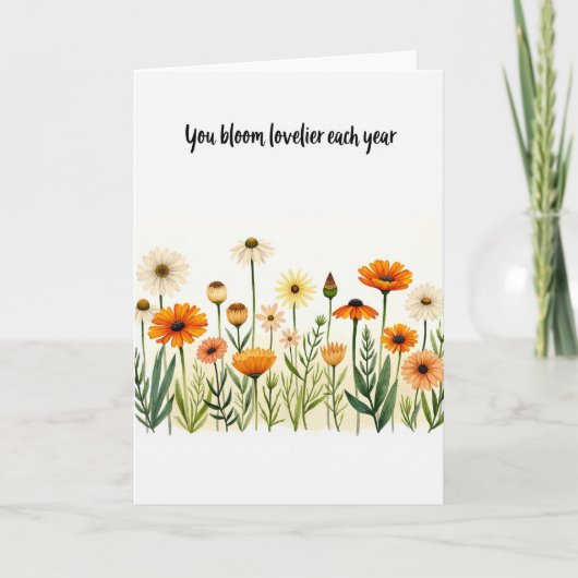 Carte d'anniversaire Fleur sauvage douce (Devant)