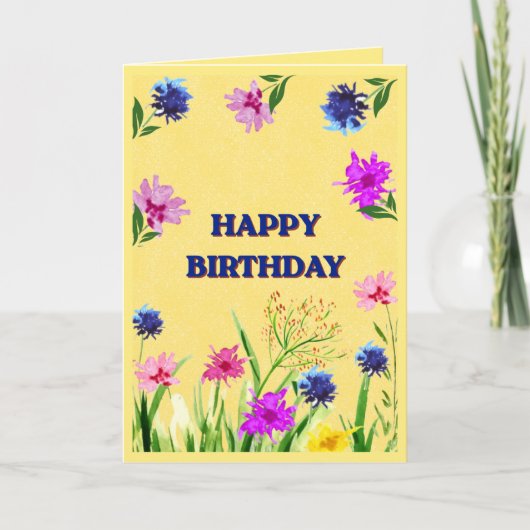 Carte d'anniversaire Fleur sauvage joyeuse (Devant)