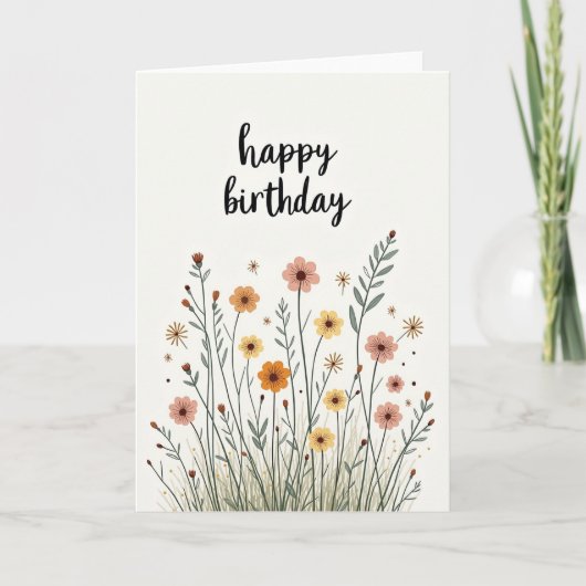 Carte d'anniversaire Fleur Sauvage Joyeuse (Devant)