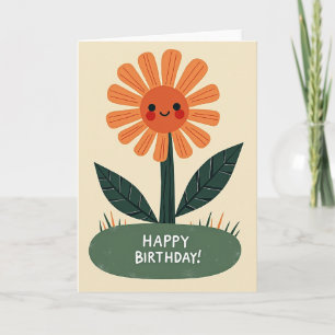 Carte d'anniversaire Fleur souriante