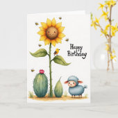 Carte d'anniversaire Fleur Souriante (Fleur jaune)