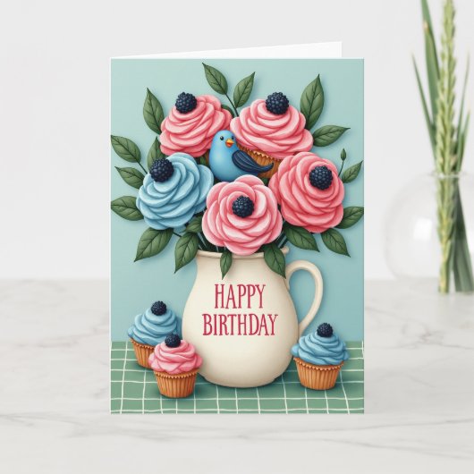 Carte d'anniversaire Fleur sucrée glaçée (Devant)