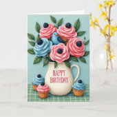 Carte d'anniversaire Fleur sucrée glaçée (Fleur jaune)
