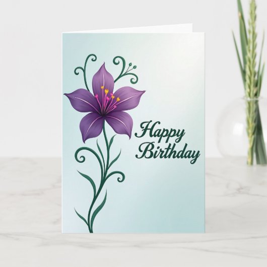 Carte d'anniversaire Fleur Violette (Devant)