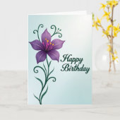 Carte d'anniversaire Fleur Violette (Fleur jaune)