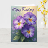 Carte d'anniversaire Fleur violette joyeuse (Fleur jaune)