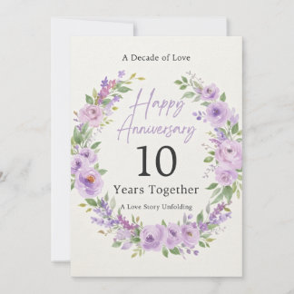 Carte d'anniversaire Fleurie Violette 10 Ans